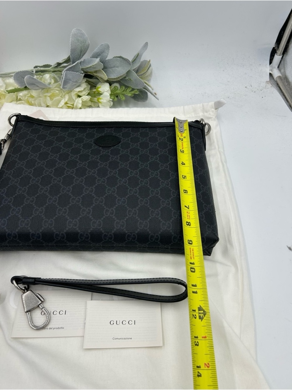 Gucci Black GG Monogram Messenger Crossbody Bag detachable strap made in Italy - Picture 10 of 11